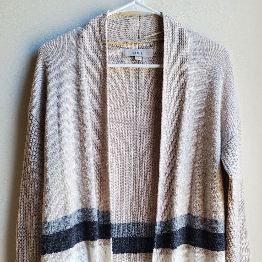 Loft Multi-Color Striped Open Cardigan Size Xs - image 2